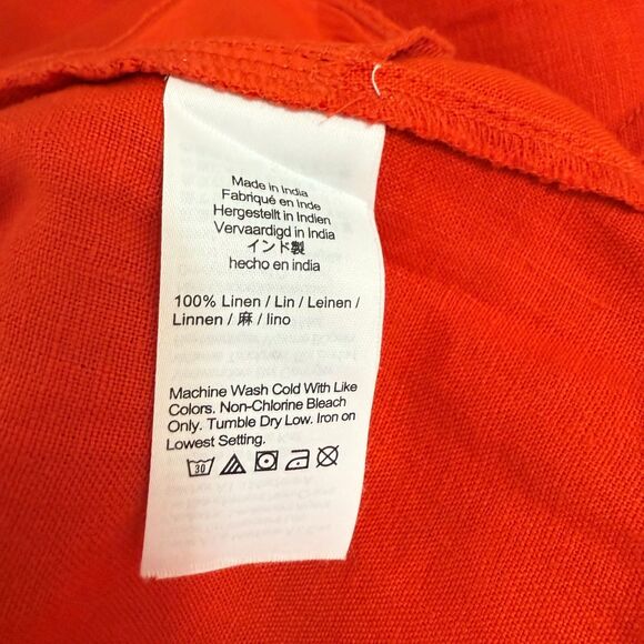 MADEWELL Mini Shift Dress S Linen Bright Flame Red Crew Neck Sleeveless NWT A2 - Picture 6 of 6